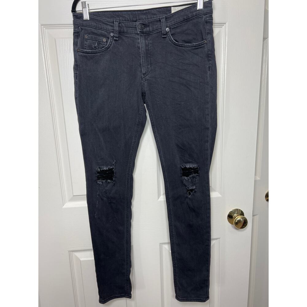 Rag & Bone Skinny Dark Gray Soft Rock Mid Rise Jeans Distressed 30 Y2K - Picture 2 of 8